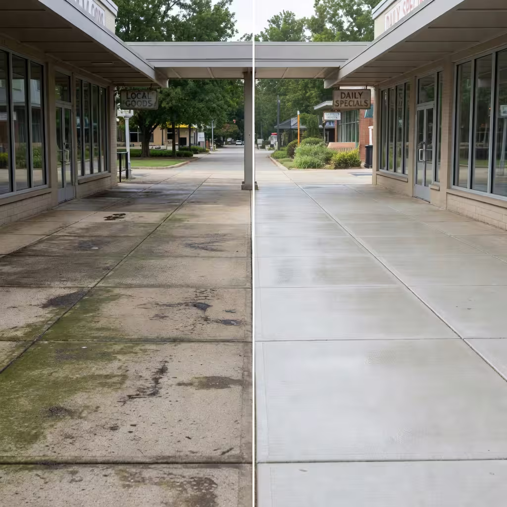 Pittsburgh retail breezeway plaza cleaning before and after